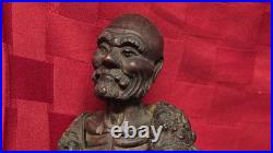 Antique Chinese Root Wood Carving Old Man Scholar Figure