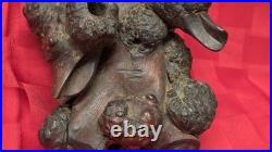 Antique Chinese Root Wood Carving Old Man Scholar Figure