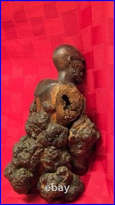 Antique Chinese Root Wood Carving Old Man Scholar Figure