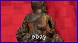 Antique Chinese Root Wood Carving Old Man Scholar Figure