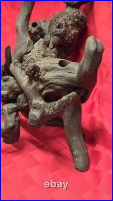 Antique Chinese Root Wood Carving Old Man Scholar Figure