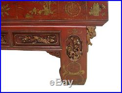 Antique Chinese Wood Carving Hand Made Red Bed / Daybed / Canopy Bed mh312