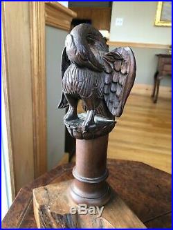 Antique Early Americana Hand Carved Walnut Wood Eagle Sculpture Folk Art c1860