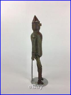 Antique Early Tin Man Dancing Jig Minstrel Wood Carved Folk Art Toy Sculpture