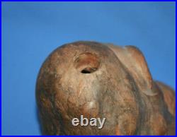 Antique European Male Head Hand Carved Wood Statuette