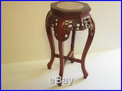 Antique Fine Chinese Or Japanese Pedestal Sculpture Stand Side Table Wood Carved