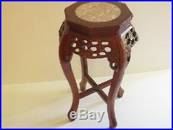 Antique Fine Chinese Or Japanese Pedestal Sculpture Stand Side Table Wood Carved