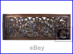 Antique Flower Kanok Branch Carved Wood Home Wall Panel Decor Art Statue gtahy