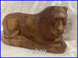 Antique Folk Art Carved Burl Wood Lion Lignum Vitae