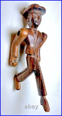 Antique Folk Art Carved Walnut Wood Jointed Jig Doll Figurine OOAK