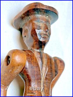 Antique Folk Art Carved Walnut Wood Jointed Jig Doll Figurine OOAK