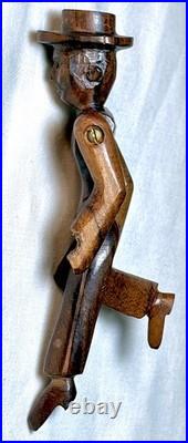 Antique Folk Art Carved Walnut Wood Jointed Jig Doll Figurine OOAK