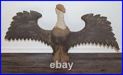 Antique Folk Art Carved Wood Eagle Sculpture Artist Signed Ramos Schimmel Style