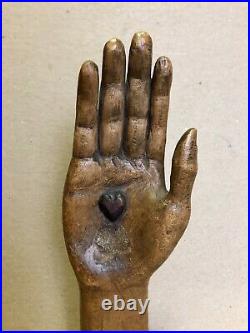 Antique Folk Art Santos Saints Hand Carving, Heart In Hand