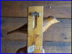 Antique Folk Art Single Piece of Hard Wood Carved From PA Painted Songbird