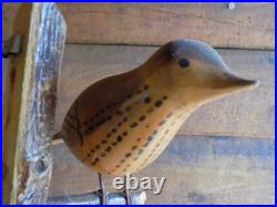 Antique Folk Art Single Piece of Hard Wood Carved From PA Painted Songbird