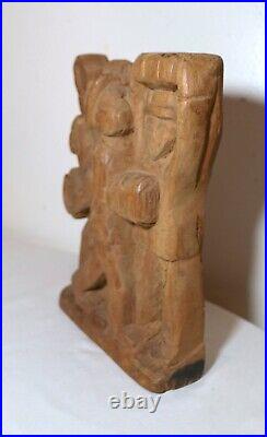 Antique Folk Art hand carved wood figural musician band sculpture figure statue