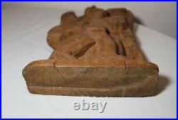 Antique Folk Art hand carved wood figural musician band sculpture figure statue