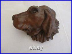 Antique French Hand Carved Wood Old Hunting Dog Home Decor Door Sculpture (1)