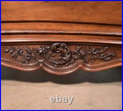 Antique French Louis XV Highly Carved Rococo Bed Walnut with Deep Carving