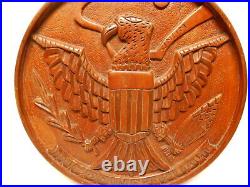 Antique Hand Carved Cherry Wood Folk Art Seal Of The United States Ca. 1910