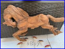 Antique Hand Carved Solid Wood Carousel Stallion Horse Sculpture 42