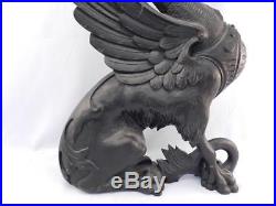 Antique Hand Carved Winged GriffinGargoyleArchitectural SalvageWood Sculpture