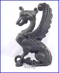 Antique Hand Carved Winged GriffinGargoyleArchitectural SalvageWood Sculpture