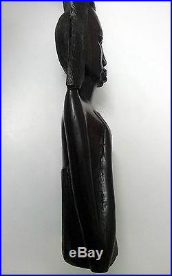 Antique Hand Carved Woman Wood Bali Art Statue Ebony African Egiptian Sculpture