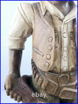 Antique Hand Carved Wood Cowboy 30x 12