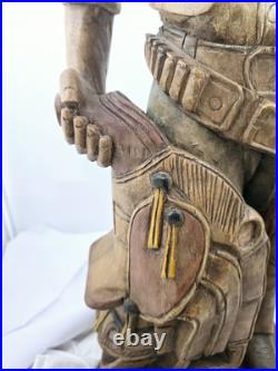 Antique Hand Carved Wood Cowboy 30x 12