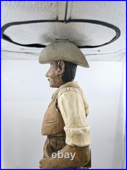 Antique Hand Carved Wood Cowboy 30x 12