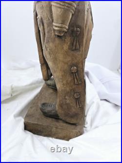 Antique Hand Carved Wood Cowboy 30x 12