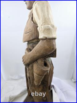 Antique Hand Carved Wood Cowboy 30x 12