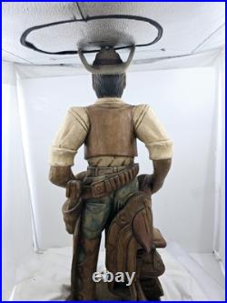 Antique Hand Carved Wood Cowboy 30x 12