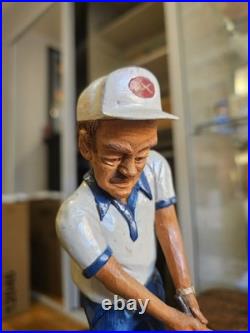 Antique Hand Carved Wood The Golfer Folk Art Sculpture Figure Signed 7 1979