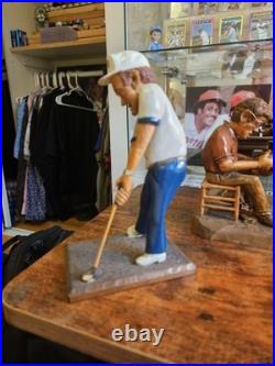 Antique Hand Carved Wood The Golfer Folk Art Sculpture Figure Signed 7 1979