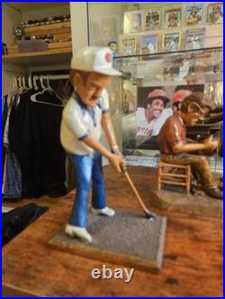 Antique Hand Carved Wood The Golfer Folk Art Sculpture Figure Signed 7 1979