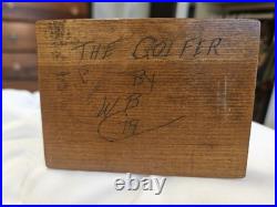 Antique Hand Carved Wood The Golfer Folk Art Sculpture Figure Signed 7 1979