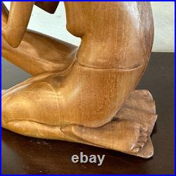 Antique Hand Carved Wood Woman & Child Folk Art Sculpture Statue Figure 10 Tall