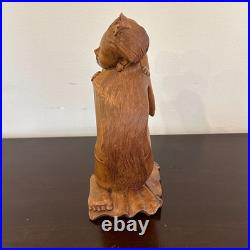 Antique Hand Carved Wood Woman & Child Folk Art Sculpture Statue Figure 10 Tall