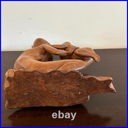 Antique Hand Carved Wood Woman & Child Folk Art Sculpture Statue Figure 10 Tall