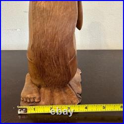 Antique Hand Carved Wood Woman & Child Folk Art Sculpture Statue Figure 10 Tall