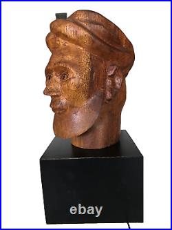 Antique Hand carved Wood Sculpture Head of Ibn Sina Avicenna