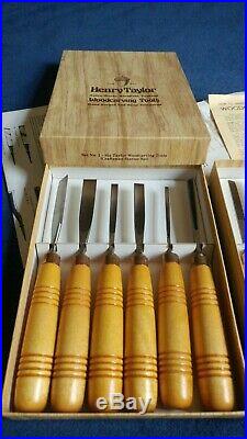 Antique Henry Taylor Wood Carving Tools Complete Sets 1 & 2 NEW England Made