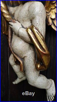 Antique Italian Venetian Carved Wood Angel Cherub Statue-putto Sculpture-putti