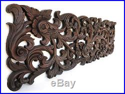 Antique Kanok Flower Branch Carved Wood Home Wall Panel Decor Art Statue gtahy