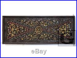 Antique LOTUS Thai Pattern Carved Wood Home Wall Panel Decor Art Statue FS gtahy