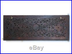 Antique LOTUS Thai Pattern Carved Wood Home Wall Panel Decor Art Statue FS gtahy