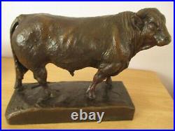 Antique Large 10 Black Forest Bull Swiss Wood Carving Cow Figurine